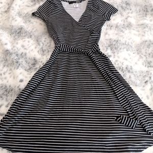 Navy faux wrap dress